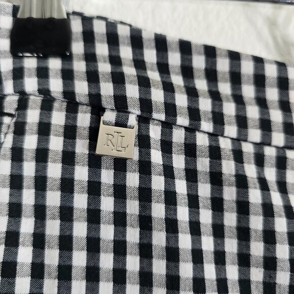 Lauren Ralph Lauren Checkered Pants Women Size 2 Petite Black Cropped Preppy - Picture 3 of 9